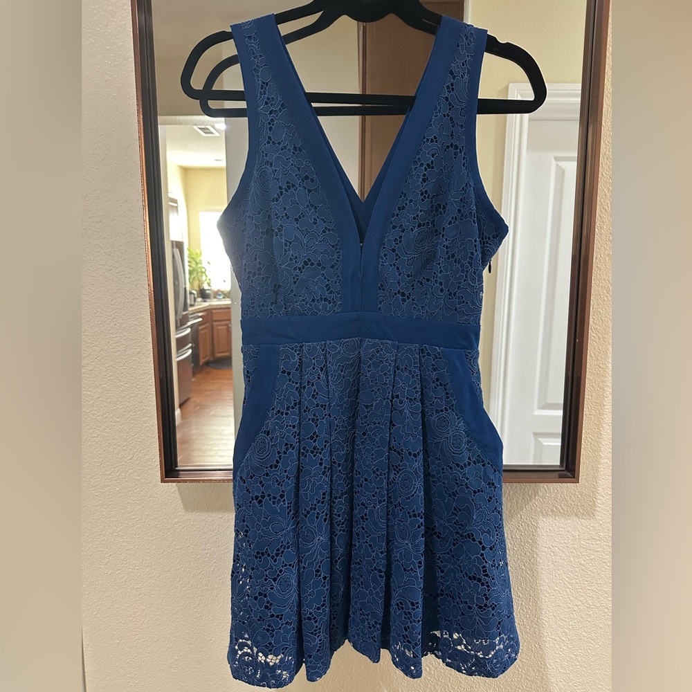 Free People Blue Lace Mini Dress